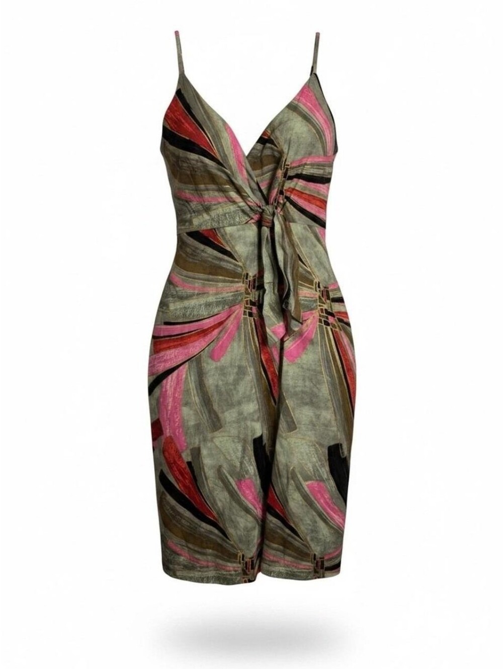 Jason Wu Green & Pink Abstract Wrap Dress, SIZE 10